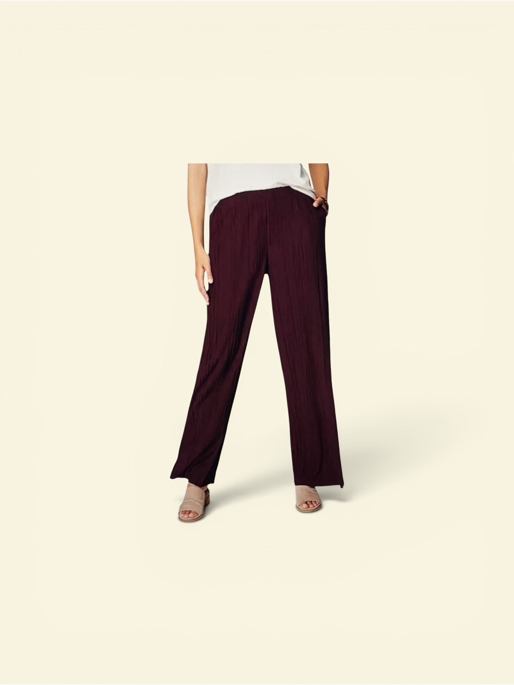 New J Jill Pure Jill Elements Pleated Wide Leg Pants Womens Small Wine